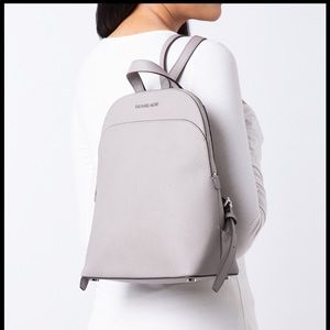 Michael Kors Emmy Leather Backpack in Pearl Grey